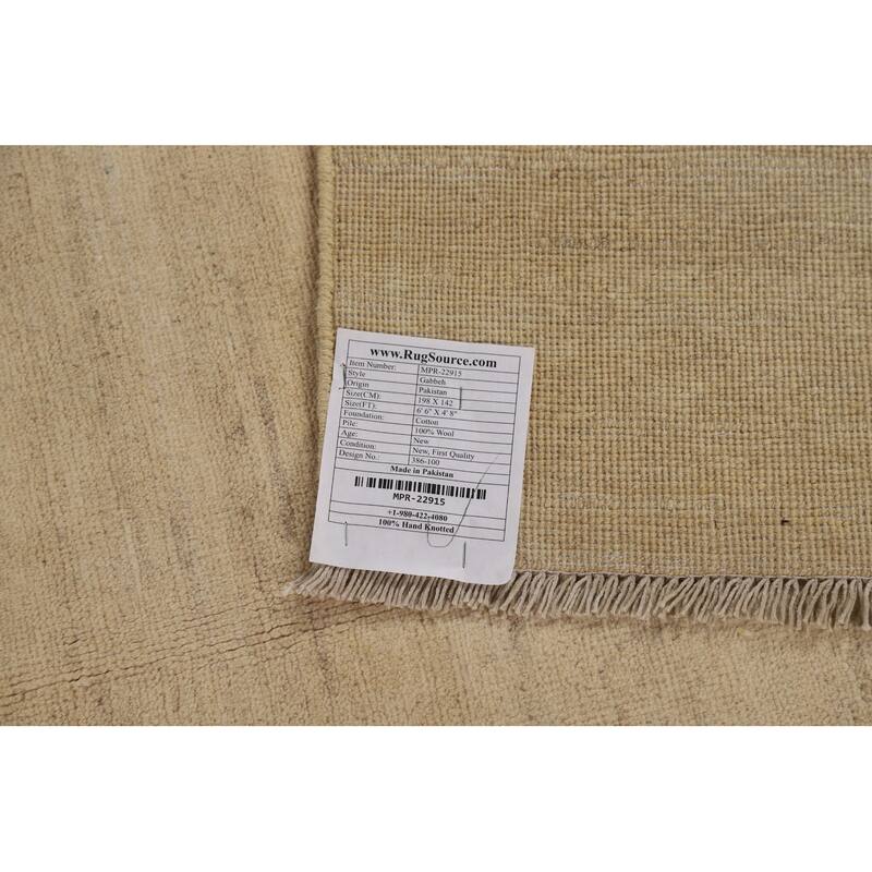 Gabbeh Oriental Area Rug Hand-Knotted Modern Beige Wool Carpet - 4'8" x 6'6"
