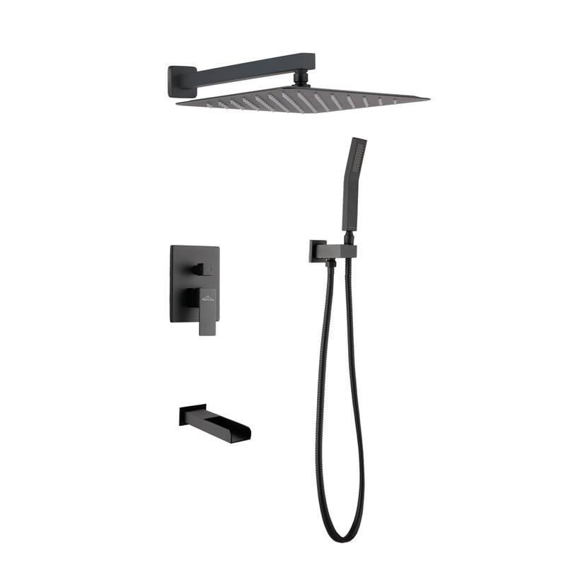Proox 10" Wall Mounted Rain Shower Head 2.5GPM Square Shower Handheld - Matte Black