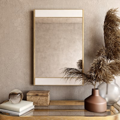 Lina Modern Wall Mirror Gold with Marble - 32"H x 21"W x 2"D