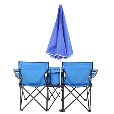 Portable Folding Picnic Double Chair with Umbrella