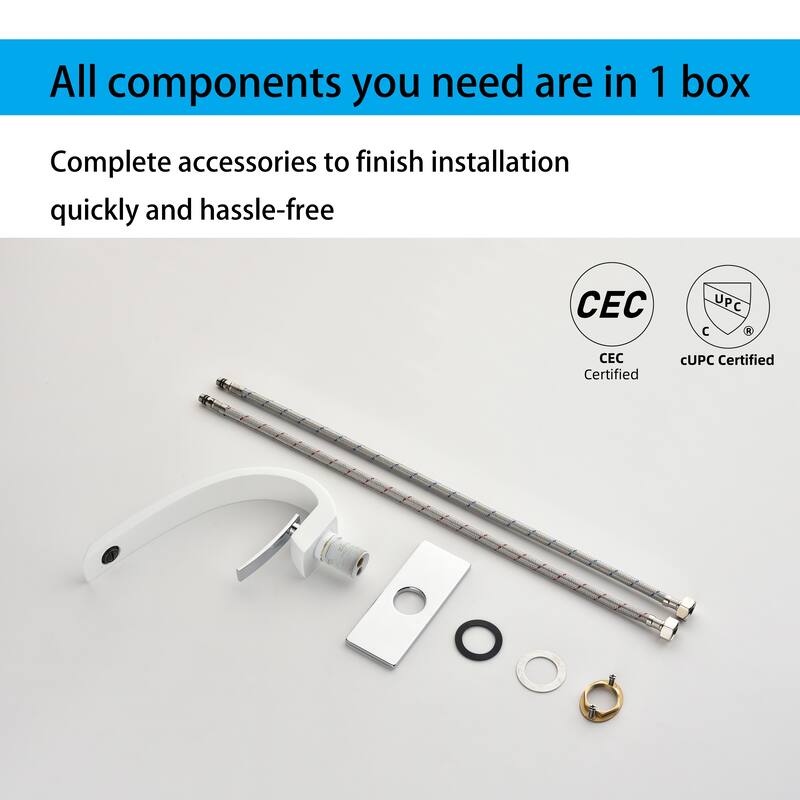 Modland C-Shaped Single Hole Bathroom Faucet, 500K Cycle CUPC Certified, 6-Inch Cover Plate, Black / Gold / Nickel / Chrome