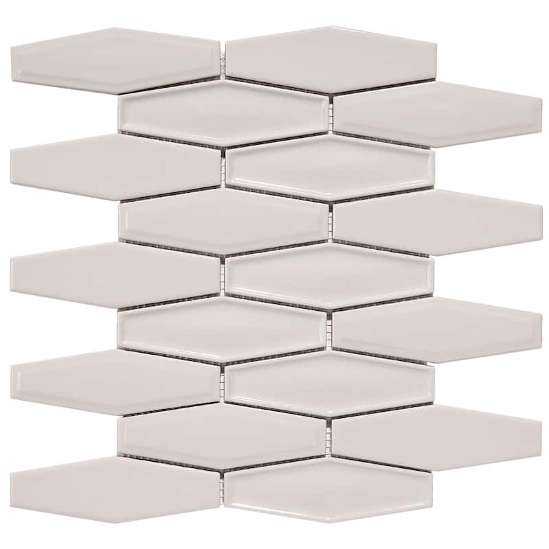 Honeycomb 1.5" x 4.9" Glossy Porcelain Mosaic Tile - 5 sheets (3.85 sf) - Grey