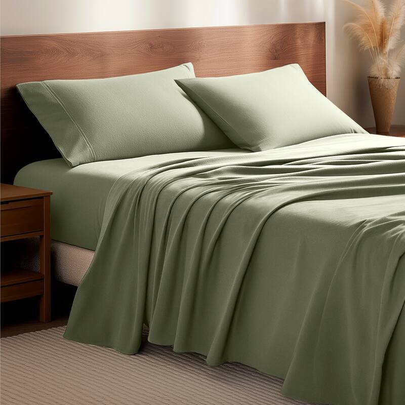Bare Home Cotton Flannel Sheet Set - Velvety Soft Heavyweight - Twin - Sage