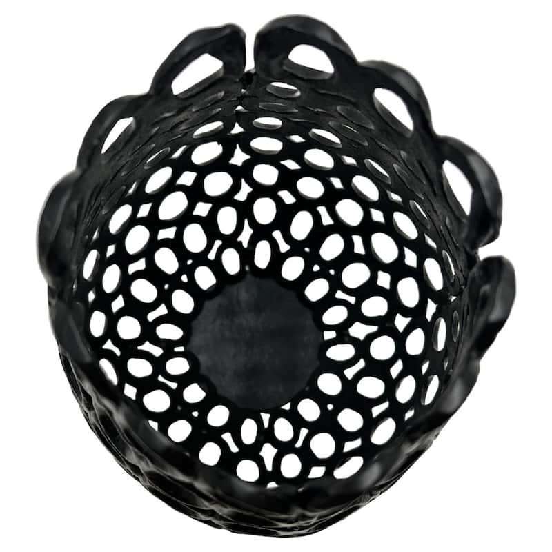 16 Inch Tall Decorative Handmade Aluminum Bud Flower Vase in Black