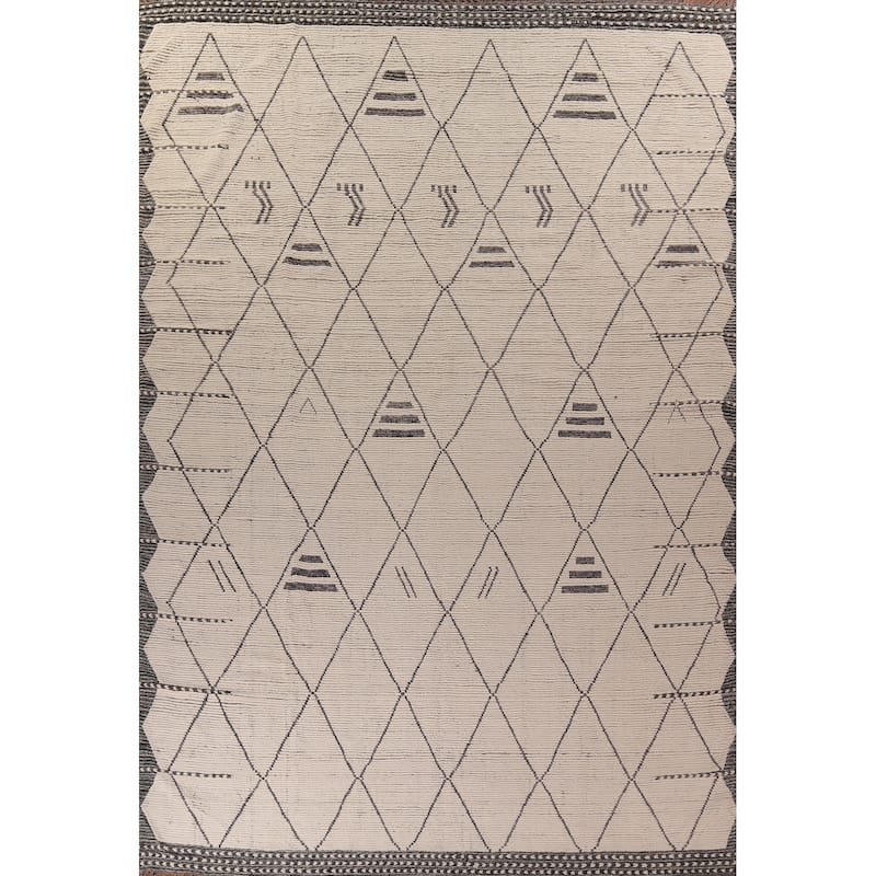 Trellis Moroccan Large Area Rug Hand-Knotted Wool Carpet - 11'4"x 15'6"