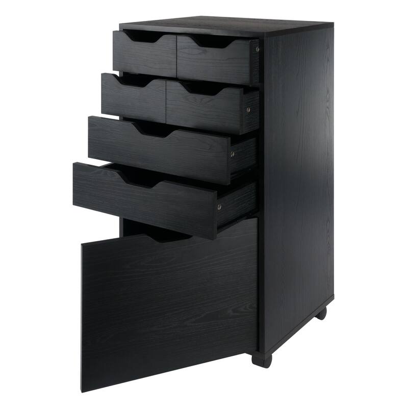 Halifax Bins & Drawers Multi-Storage Tall Mobile Cabinet, Black