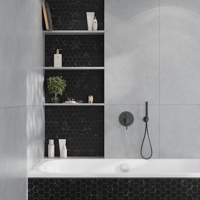 Apollo tile 12 x 12 Noir Luxe Honed Eastern Black Marble Tile (4.83 sq ft/case) - 5 Pack