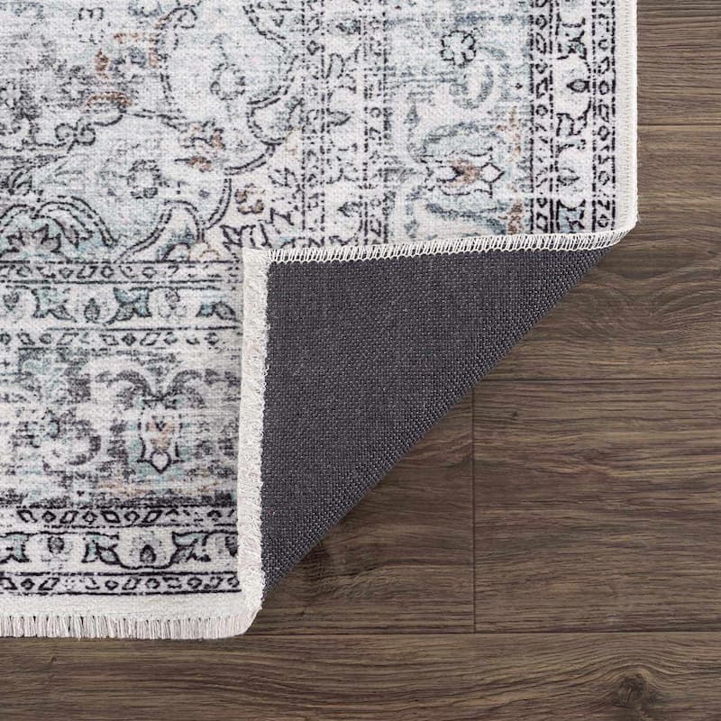 Hauteloom Ariana Living Room, Bedroom Machine Washable Area Rug - Pearl, Dark Brown, Brown - 5' x 7'6"