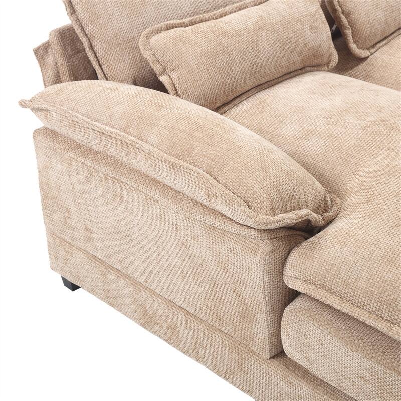Sectional Sofa Cloud Couch for Living Room, Modern Chenille/Boucle U Shaped Couch, Comfy Modular Sofa Sleeper with Double Chaise