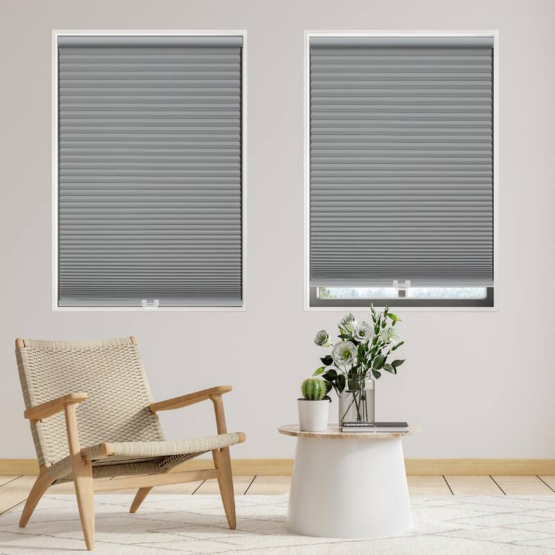 Grey/White 48-inch Long Cordless Blackout Cellular Shade