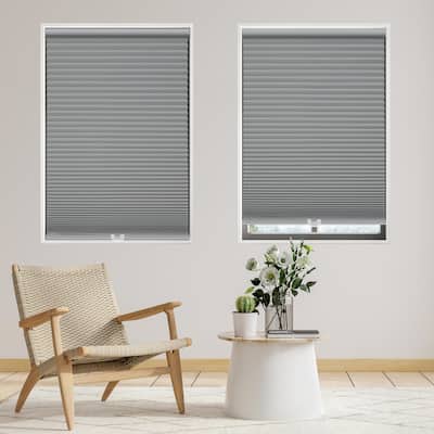Grey/White 48-inch Long Cordless Blackout Cellular Shade