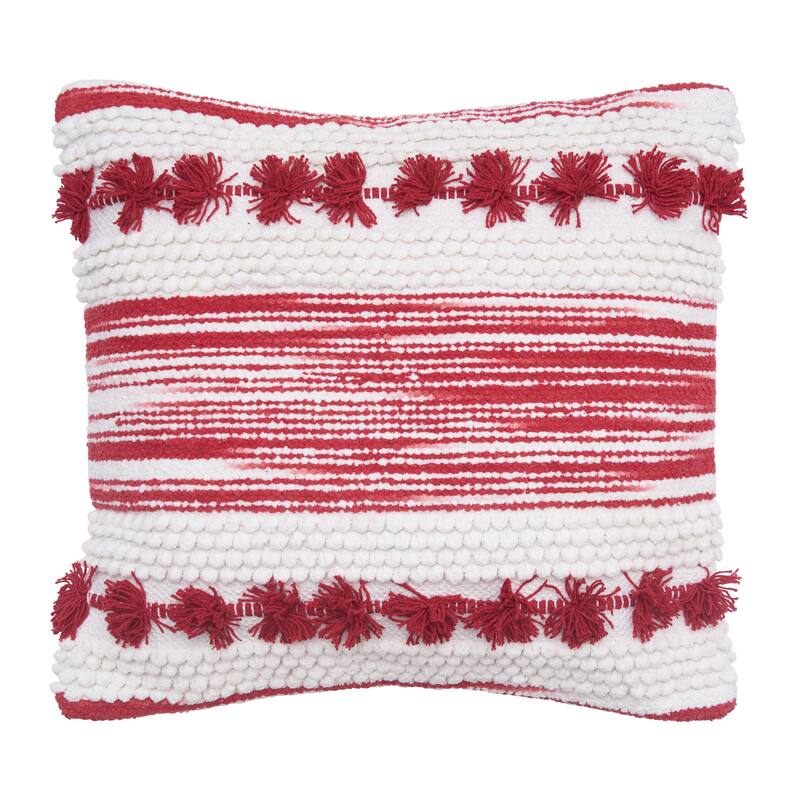 Oriana Ruby Woven Tassle Pillow