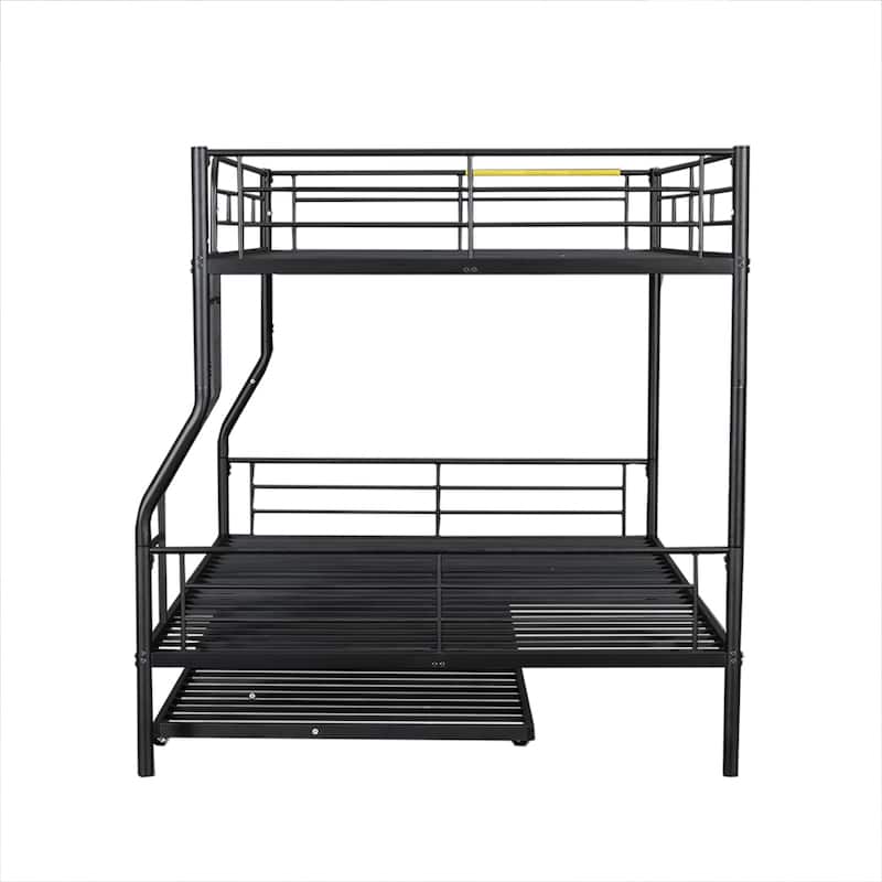 Full XL Over Queen Metal Bunk Bed with Trundle