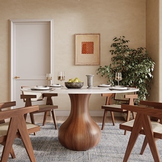 Farmhouse Sintered Stone Round Dining Table - Bed Bath & Beyond - 40809962
