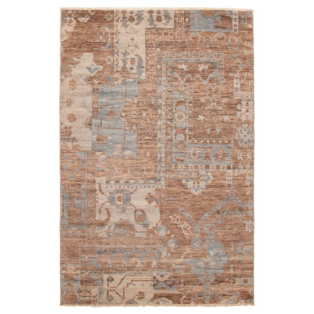ECARPETGALLERY Hand-knotted Mystique Brown Wool Rug - 6' 6" x 9' 11"