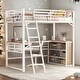 preview thumbnail 2 of 28, Artsy Full Size Metal Loft Bed with 3 Layers and L-shaped Desk, White