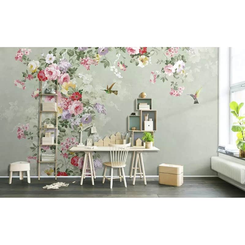 GK Wall Design American Floral Retro Flower Blossom Removable Wallpaper