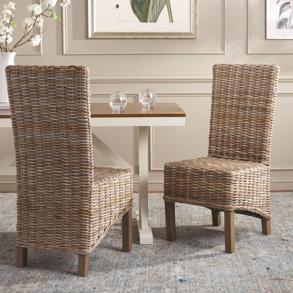 SAFAVIEH Candy Natural Wicker Dining Chair (Set of 2) - 19" W x 22" D x 41" H - 19Wx22Dx41H