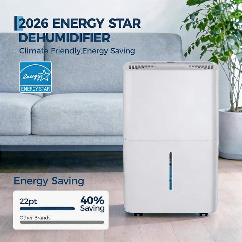 22 Pint Dehumidifier, with Reusable Air Filter Control, up to 3,000 Sq Ft