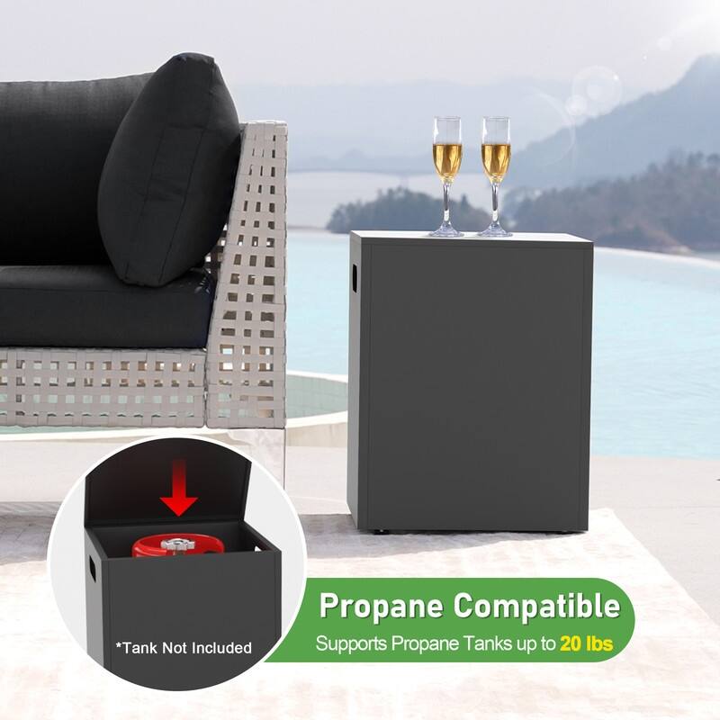 FINCATI Propane Fire Pit Coffee Table, Rectangle Natural Gas Outdoor Fire Pit Modern Gas Firepit, 42'' Fire Pit Table