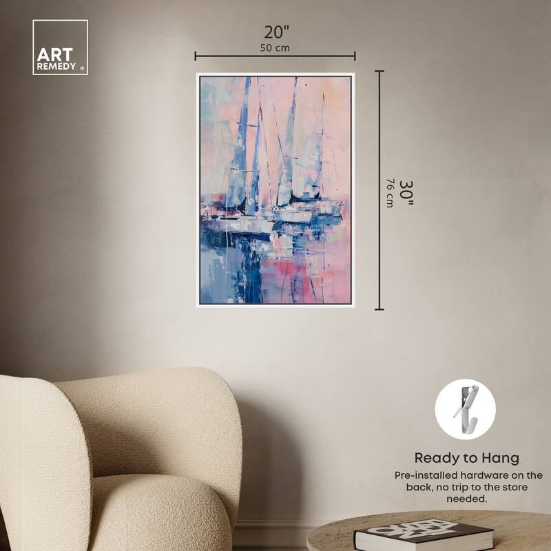 Art Remedy Pastel Sea Breeze Framed Sailing 1 Piece Canvas Wall Art