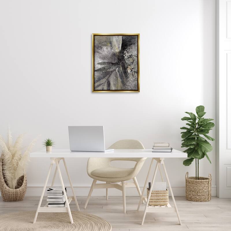Stupell Grey Abstract Botanical Framed Floater Canvas Wall Art Design by BlursByAI