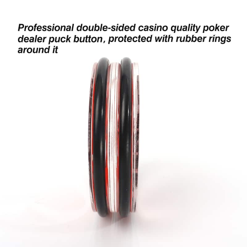 GSE™ 3" Casino Dealer Puck. Double-Sided Clear Acrylic Dealer Button. Texas Hold'em Poker Accessories - Button
