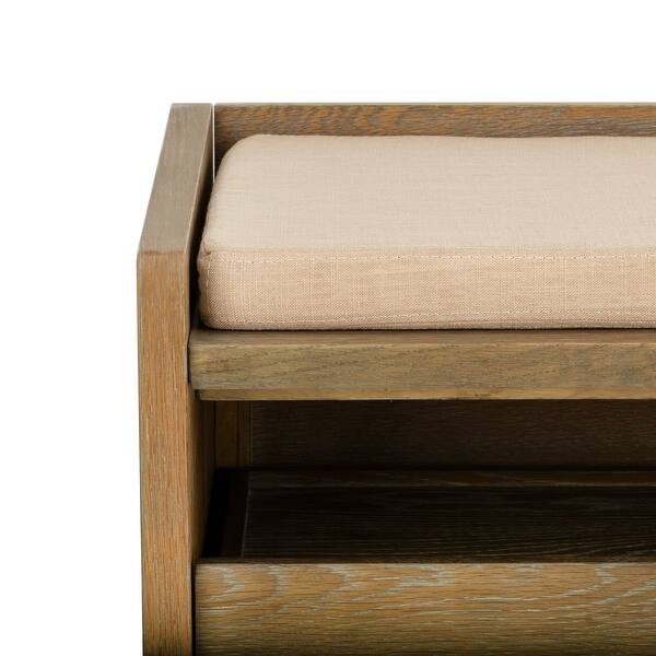 Shop Safavieh Percy Shoe Storage Bench Rustic Oak Beige 33 8 X 17 5 X 20 6 Overstock 25776501