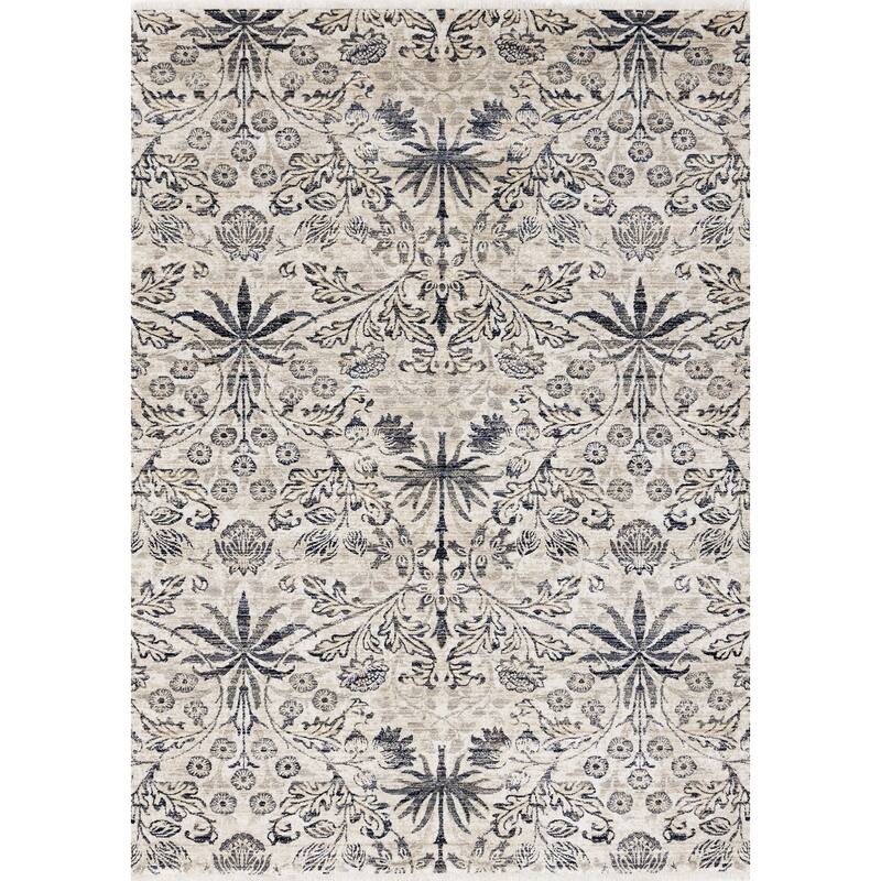 HomeRoots Floral Medallion Modern Rectangle Area Rug - 5' X 8'
