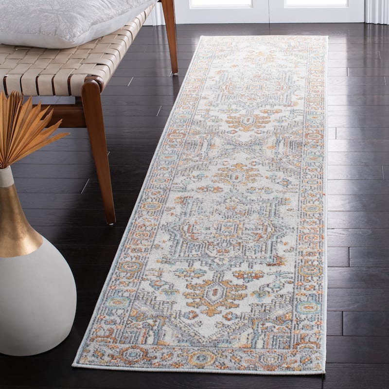 SAFAVIEH Aria Vasya Vintage Oriental Medallion Rug - 2' x 8' Runner - Beige/Grey