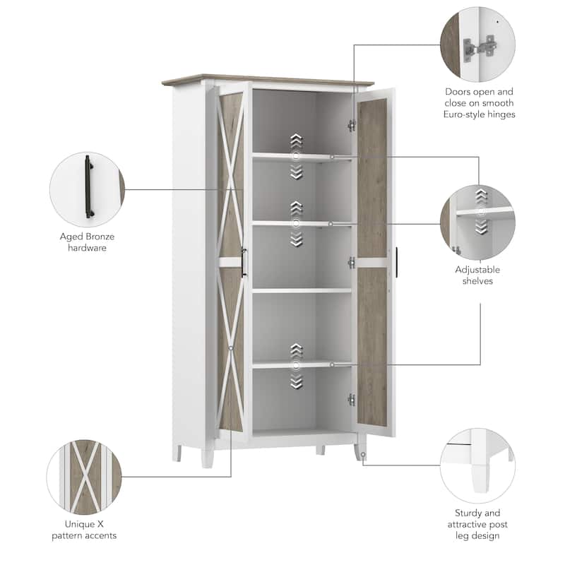 Key West Tall Storage Cabinet with Doors and Shelves by Bush Furniture