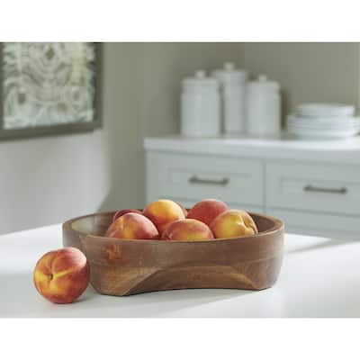 Signature Design by Ashley Myrtewood Natural Bowl - 14" W x 14" D x 3.5" H