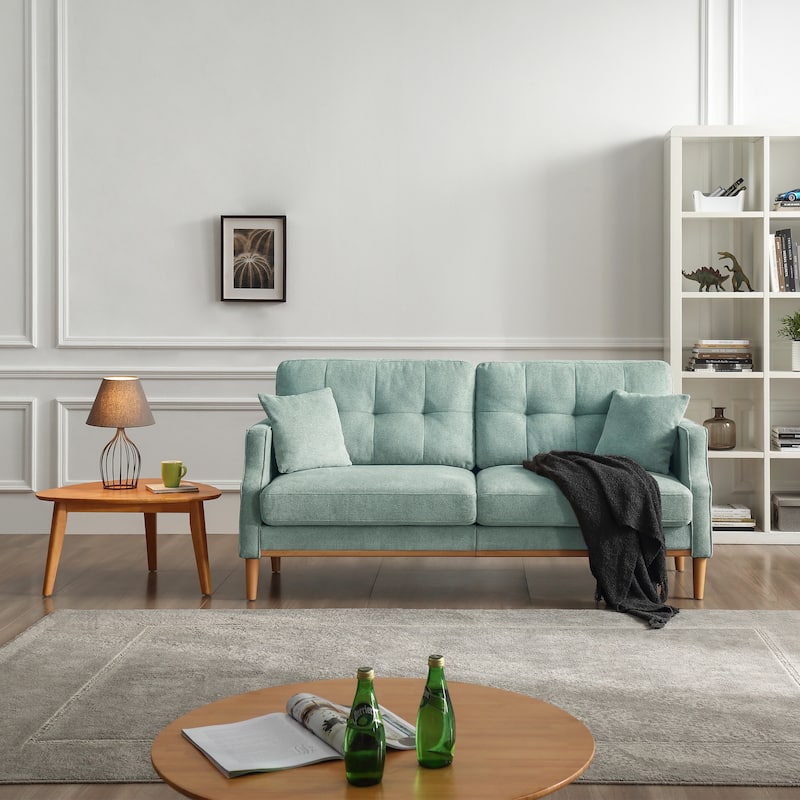 Living Space 3-Seater Waterproof Fabric Sofa with USB Charge Port - Blue