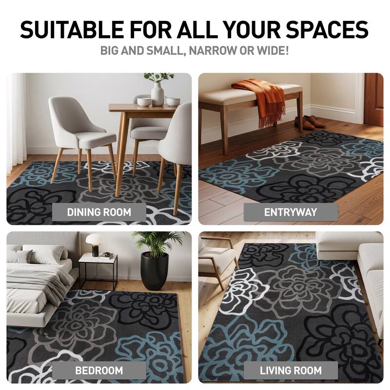 World Rug Gallery Contemporary Modern Floral Flowers Area Rug