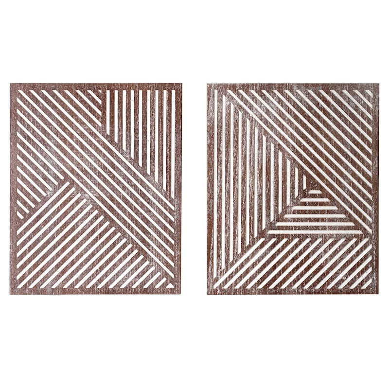 Contemporary Wood 2-Piece Wall Decor Set - Walnut Brown
