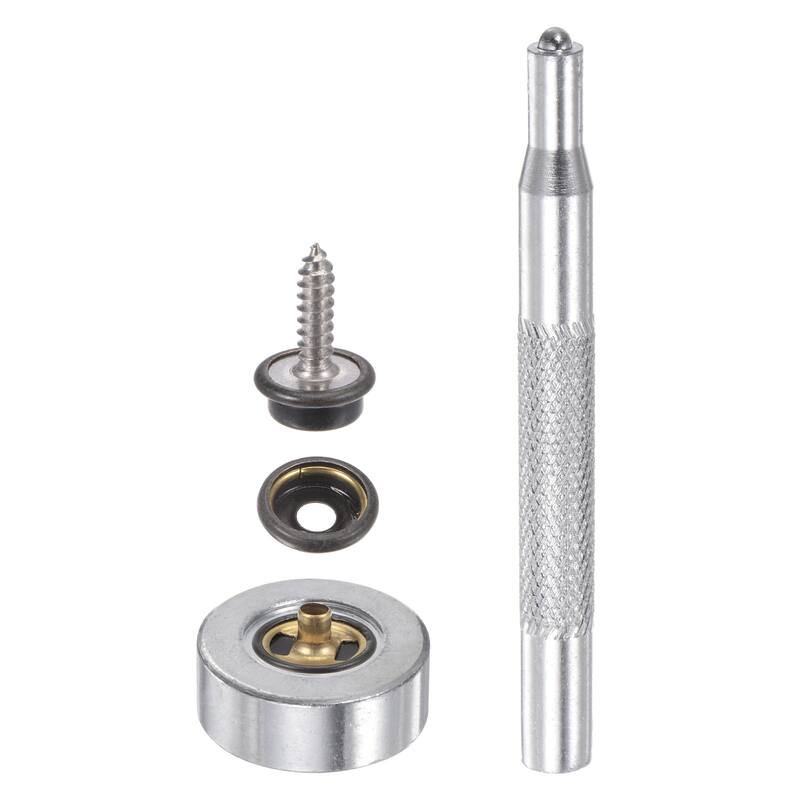 50 Sets Stainless Screw Snap Fasteners Kit 15mm Copper Snaps with Tool, Black