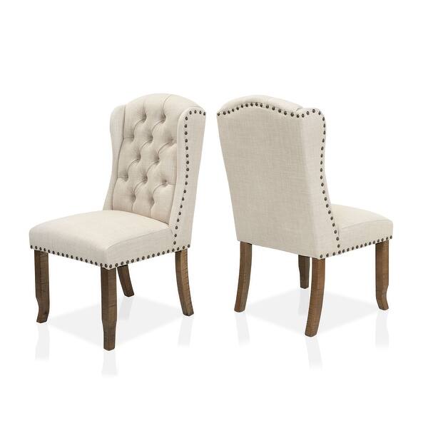 slide 1 of 8, Furniture of America Farmhouse Ivory Wingback Dining Chairs, Set of 2