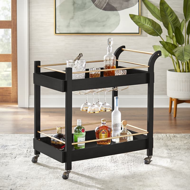 Simple Living Butler Rolling Bar Cart - Black