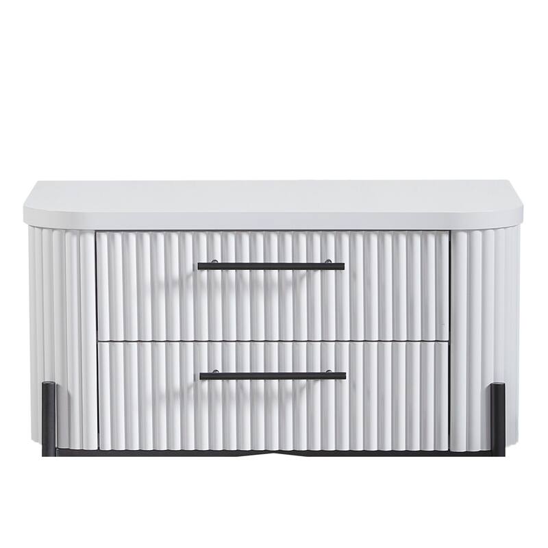 2 Drawer Nightstand - White (USB Type C)