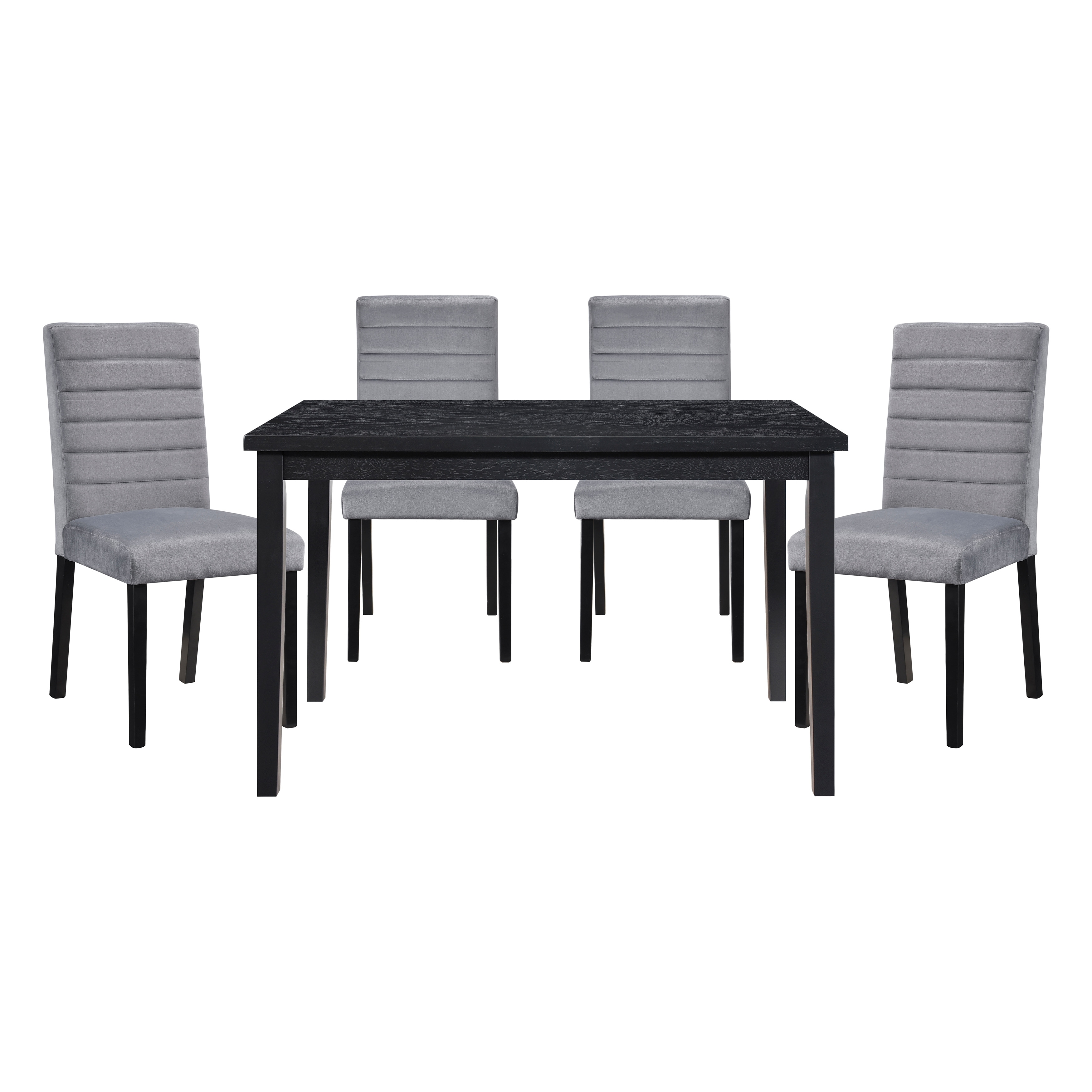 5 Pcs Dining Table and Chair Set, Kitchen Dining Dining Furniture Set with Rectangular Table and 4 Velvet Upholstered Chairs