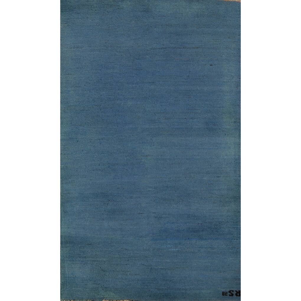 Blue Gabbeh Oriental Rug Handmade Wool Carpet - 2'10" x 4'11"