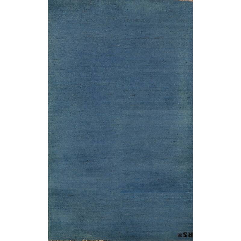 Blue Gabbeh Oriental Rug Handmade Wool Carpet - 2'10" x 4'11"