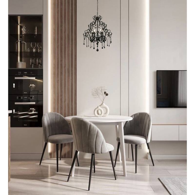 5-Light Black Chandelier With Black Crystals