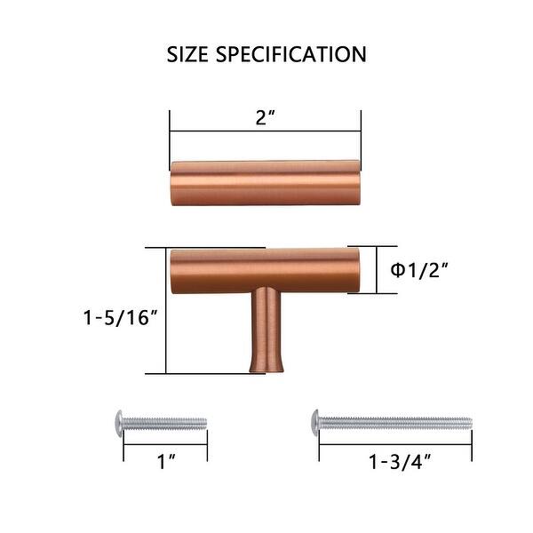 Copper Kitchen T Bar Cabinet Pulls 100% Solid Brass Drawer Knob (10 ...