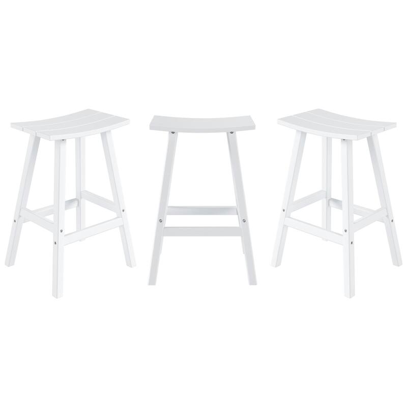Laguna Hdpe All Weather Outdoor Patio 29" Saddle Seat Bar Stool (Set Of 3)