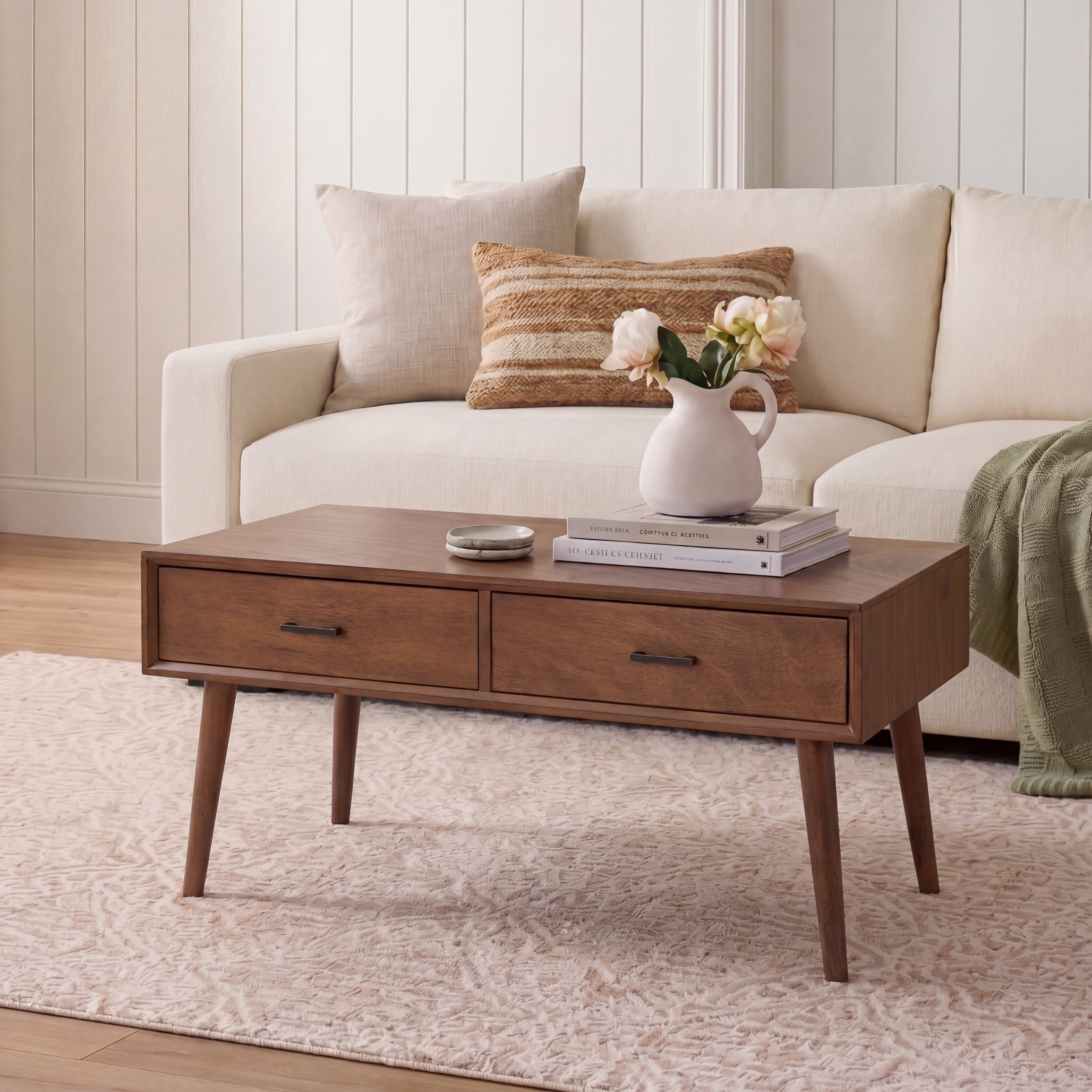 SAFAVIEH Sister Mid-Century 2-Drawer Coffee Table - 37.8" W x 19" L x 17.8" H - 38Wx19Dx18H
