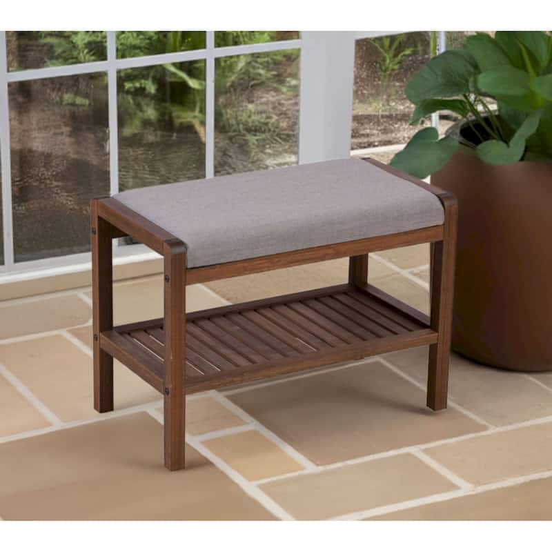 Ecostyle Solid Bamboo Padded Bench with Slatted Shelf