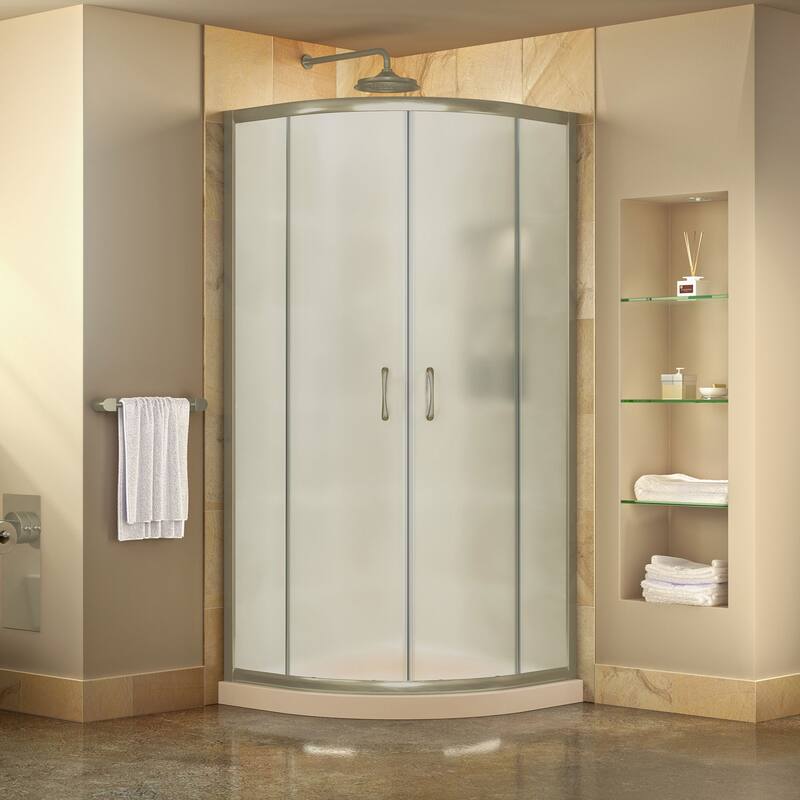 DreamLine Prime 38 in. x 38 in. x 74 3/4 in. Sliding Shower Enclosure and Shower Base Kit - 38" x 38"