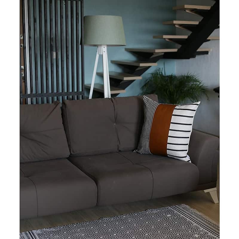 Faux Leather Printed Throw Pillow Cover 22''x22''