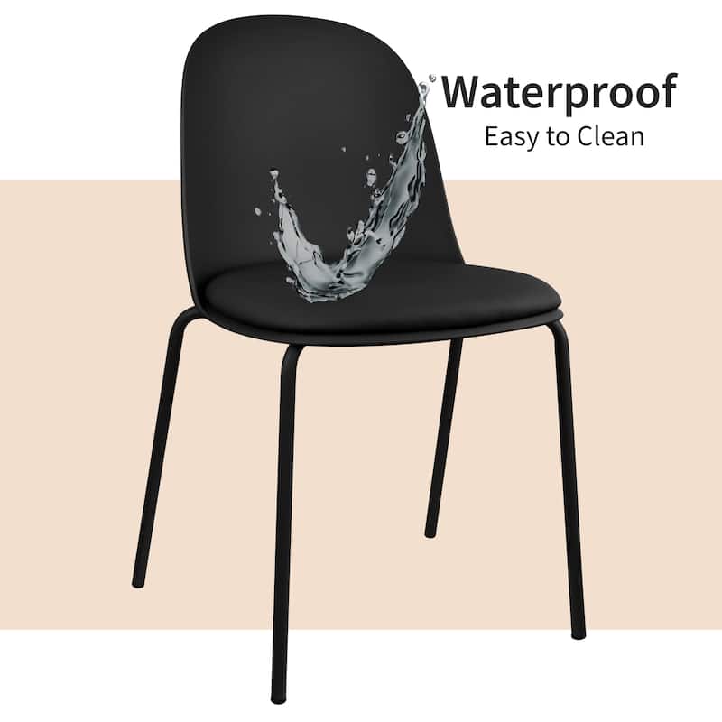 Set of 2 Plastic Dining Chairs Padded Seat Cushion For Kitchen Outdoor Patio Office Waiting Room Breakroom Guest